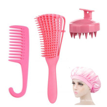 2021 Hotsale PRO-Detangling Pink Hair Brushes and Combs Set